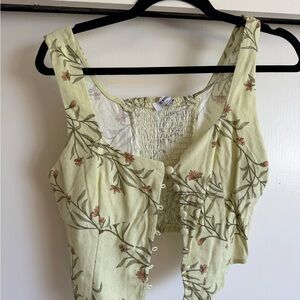 Workshop Republic Clothing Pale Green Floral Cropped Tank